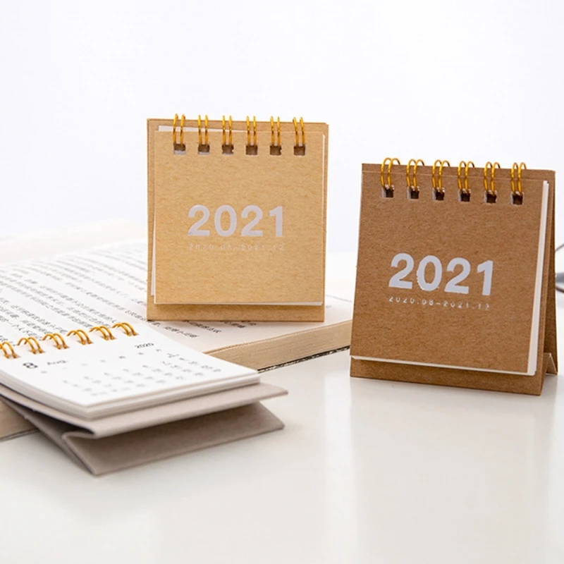 

2021 Simple Solid Color Mini Desktop Paper Simple Calendar Dual Daily Scheduler Table Planner Yearly Agenda Organizer