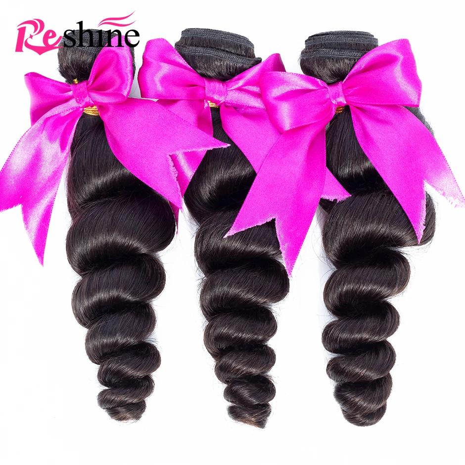 

Reshine Hair Remy Human Hair Bundles With Frontal Malaysian Loose Wave Hair With 13x4 Lace Frontal Closure With Baby Hair