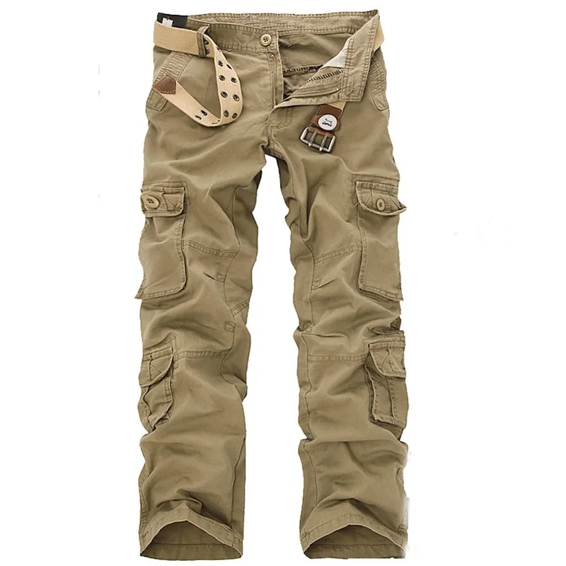 

Large Size 40 42 44 New Men Fashion Military Style Multi Pocket Cargo Pants Casual Straight Long Baggy Overalls Trousers