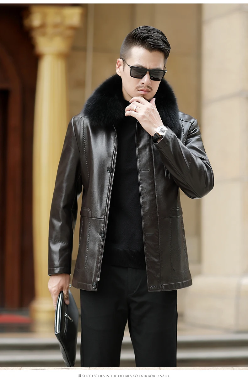 NEW Youth Winter Fur Leather Jacket Mens Plus Size Suede Leather Jackets Men Faux Fur Thick Warm Long Suede Jacket zipper