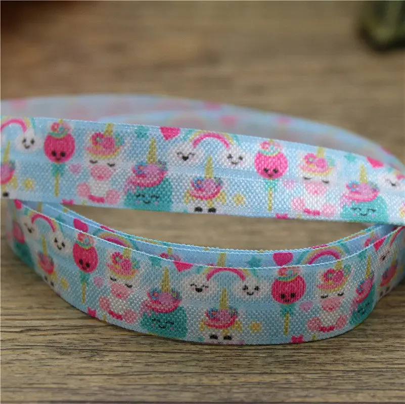 DHK 5/8 'Ƌ ярдов нарвала единорог с Сложите эластичный враг стрейч лента hairbow