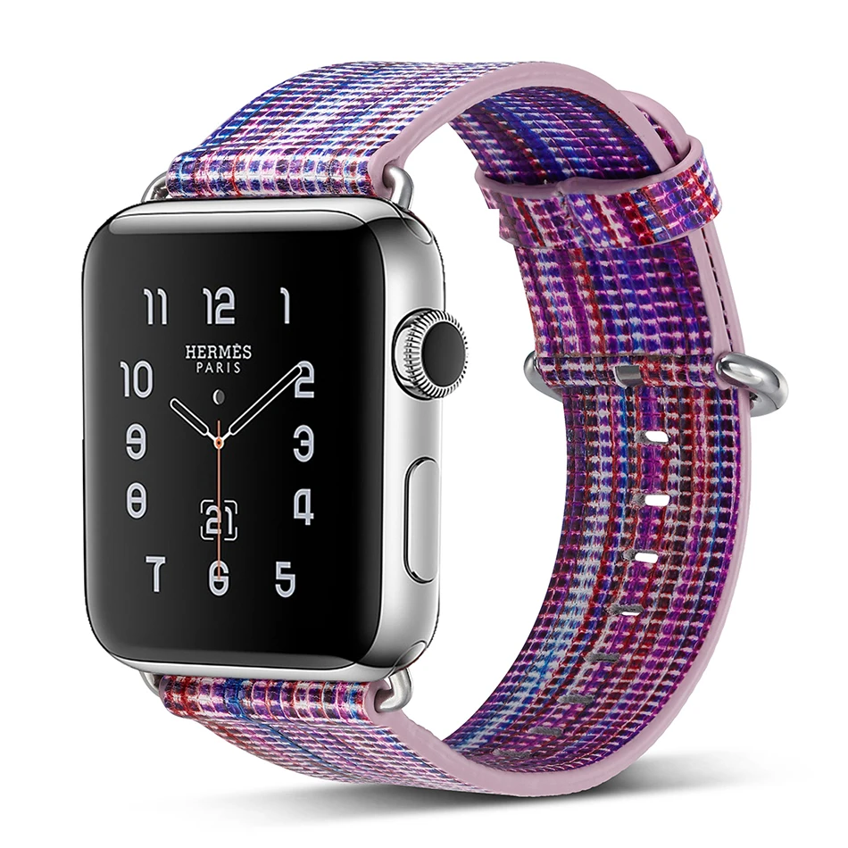 FOHUAS, Национальный стиль, окрашенный кожаный ремешок для часов Apple Watch, цветной узор, наручные часы, браслет для iwatch 42, 38 мм