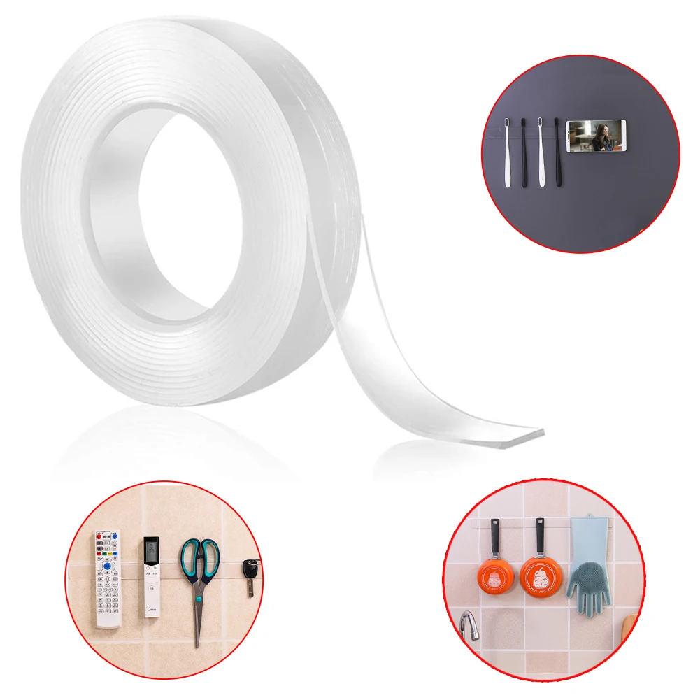 

Multifunctional Home Improvement Tape Double Sided Transparent Nano Tape No Trace Acrylic Tape Reuse Waterproof For Dropshipping
