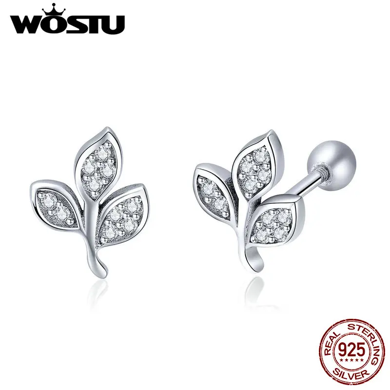Женские серьги пусеты WOSTU из 100% стерлингового серебра 925 пробы с прозрачными