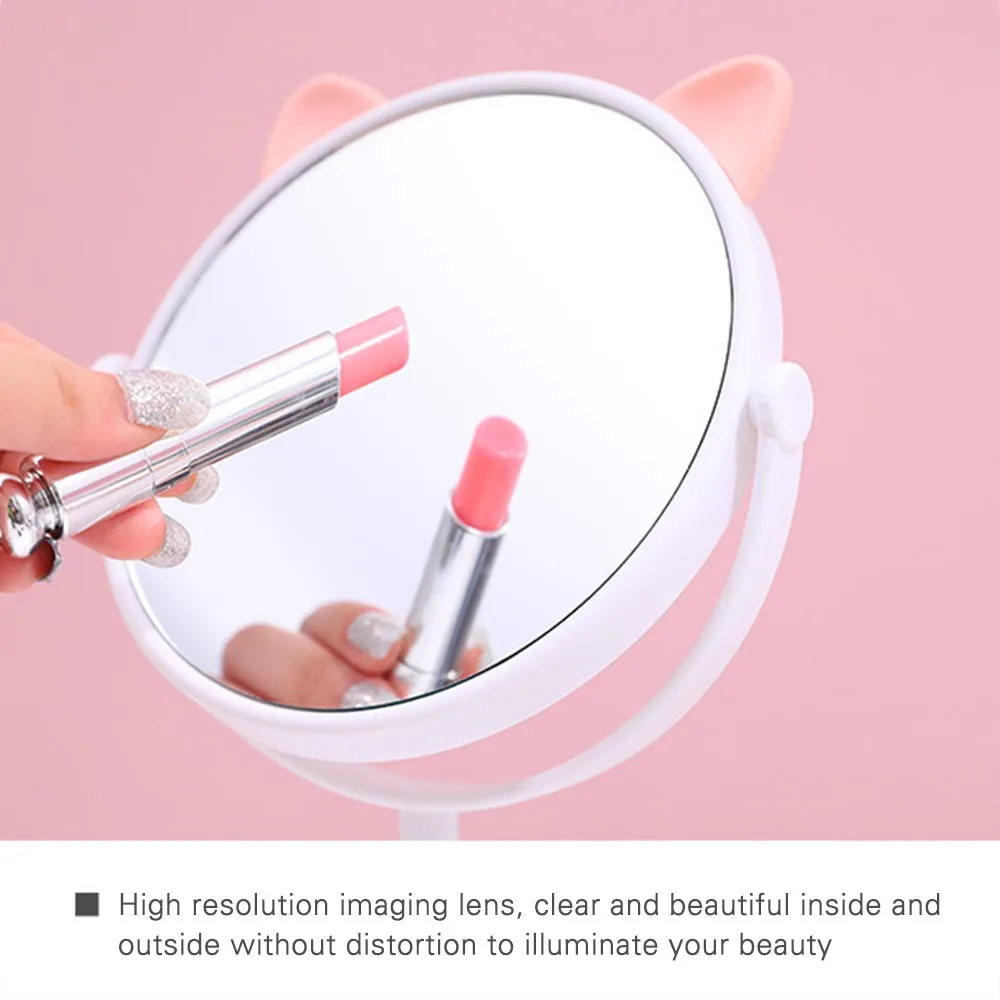 Makeup Mirror Luxury Magnifying Mirrors 360 Degree Adjustable Table Beauty Fashinal Cat Catoon | Красота и здоровье