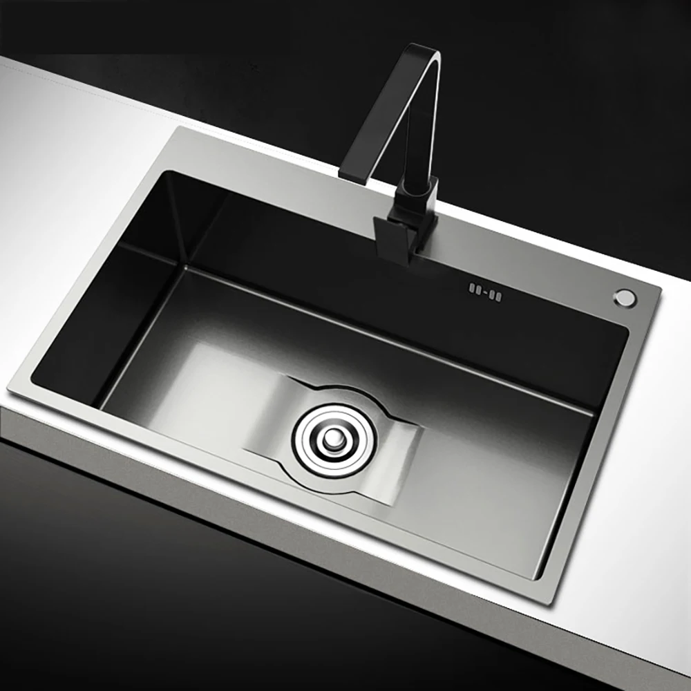 Кухонные раковина чернвя для кухни черная нержавающая сталь с креплением мытья