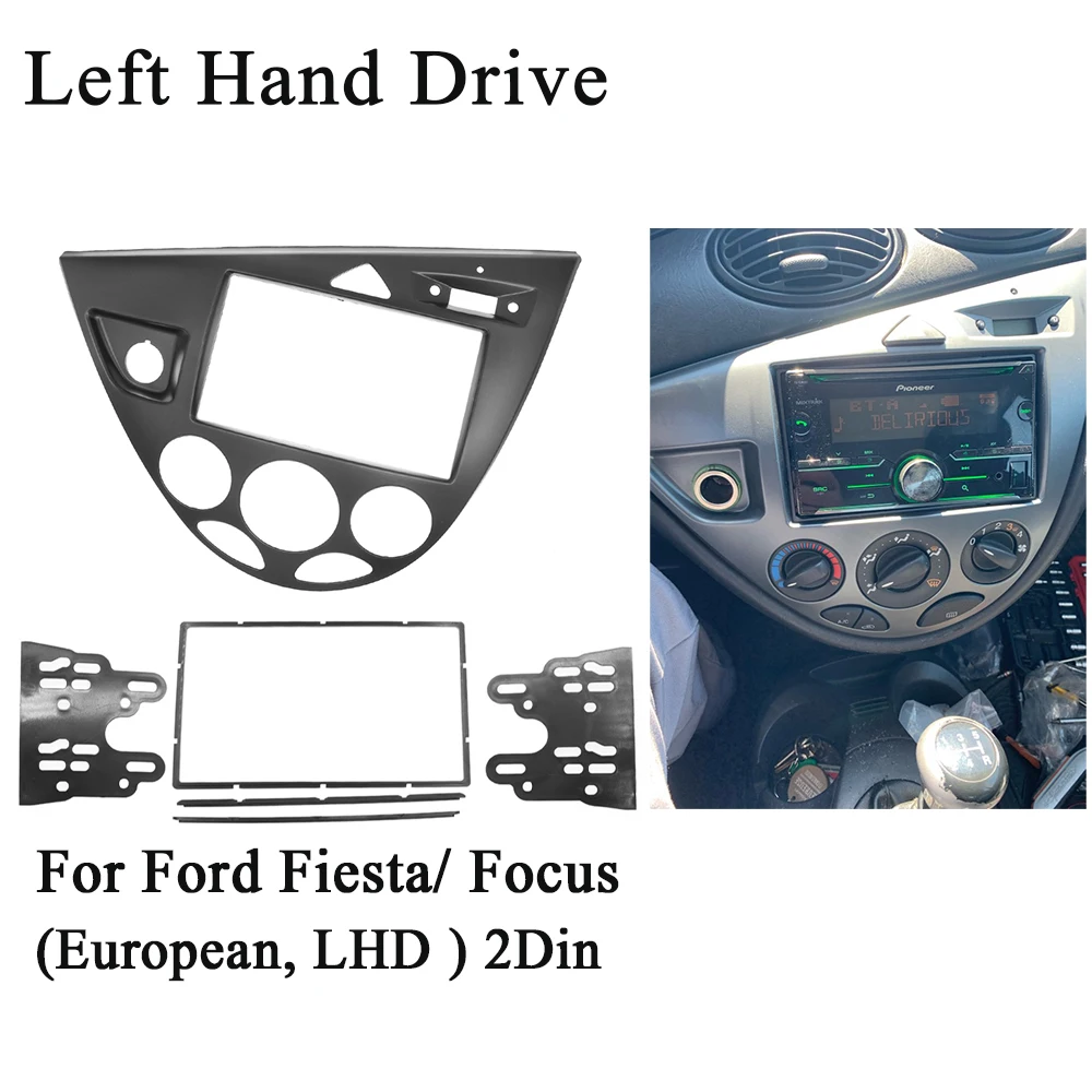 

Double Din Car Radio Install Surround Panel for Ford for Focus MK1/Fiesta LHD Fascia Plate Dash Mount Kit Interior Trim Facia