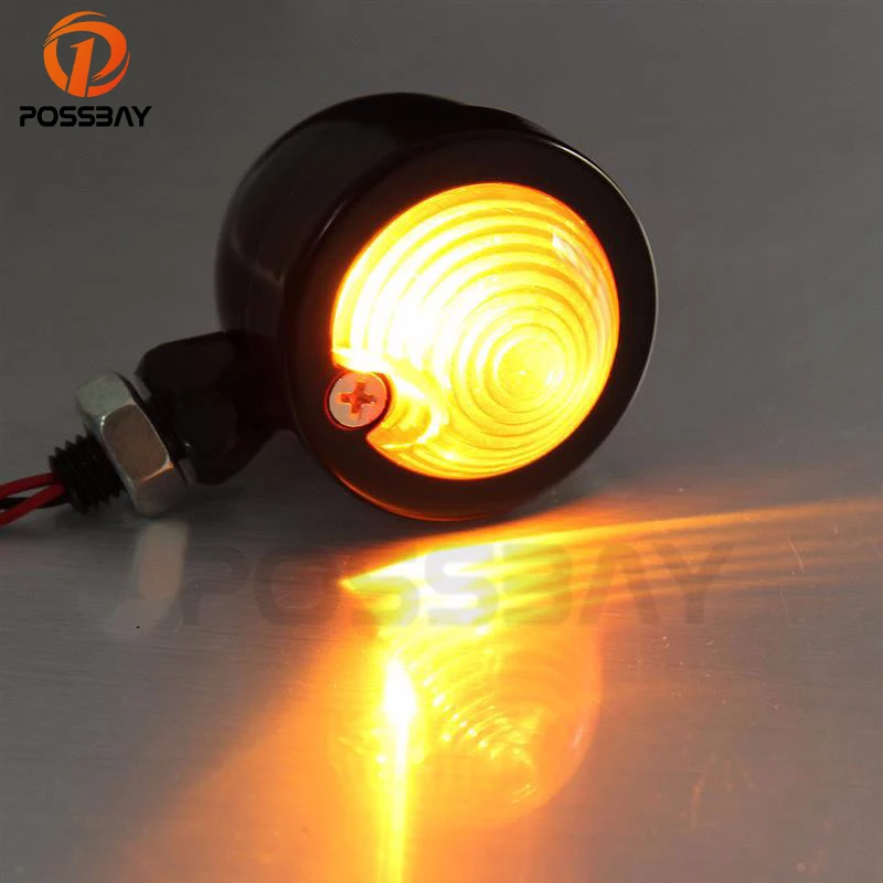 POSSBAY Motorcycle Turn Signal Light Indicator Blinker Flasher for Suzuki Harley Bobber Chopper Honda Custom Lamps |