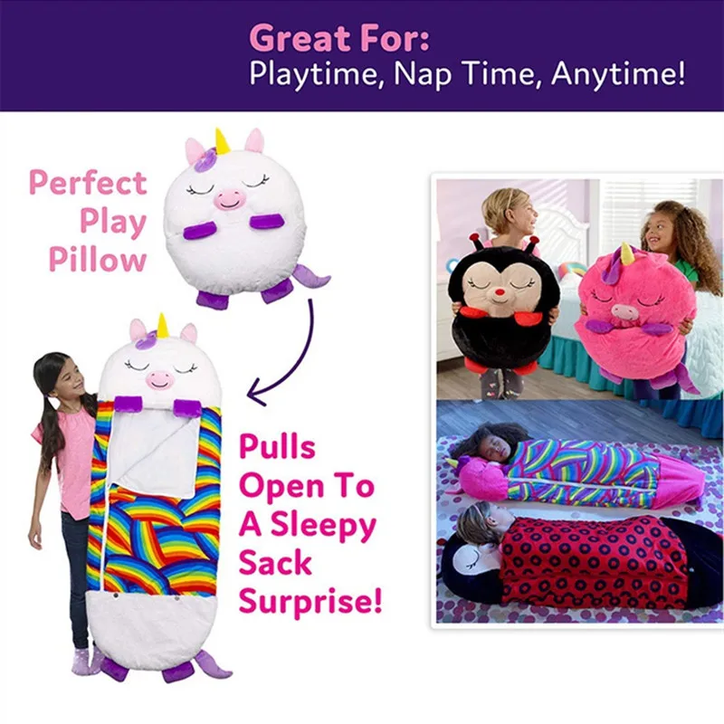 

Children Cartoon Blanket Birthday Gifts Thick 1PC Bedspread On The Bed Baby Sleeping Bag Warm Soft Lazy Play Pillow One-Piece