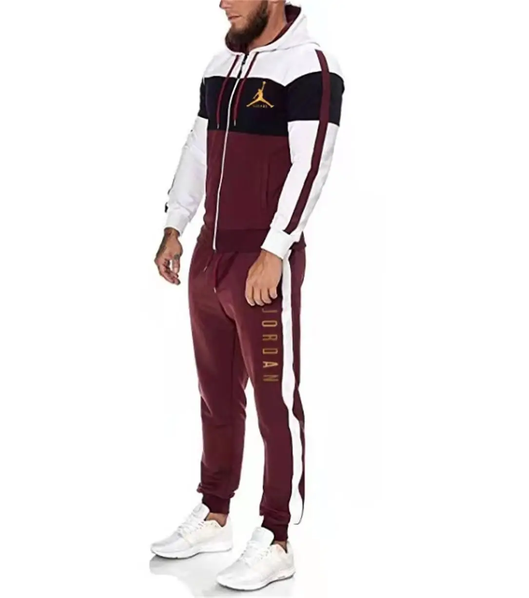 

2021 Spring Autumn Men's Hooded Patchwork Sports Hoodeis Set Fashion Casual Jogger Sweatshirts Pants Suit Men Tracksuit 2 Pieces