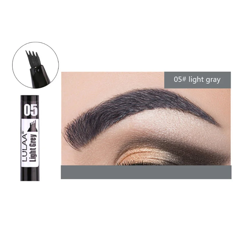 light grey 1 леди макияж эскиз жидкий карандаш для бровей прочный водонепроницаемый не выцветший черный коричневый глаз тату краска четыре бровей Карандаш - Цвет: light grey