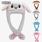 Зимняя Милая смешная движущаяся шапка с ушками кролика фланелевая шапка с ушками кролика для девочек женские зимние теплые плюшевые шапки подарок