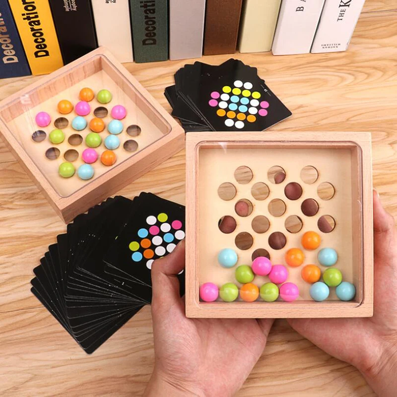 

Jigsaw Puzzle Colorful Beads Wood Board Finger Family Interactive Game Wooden Table Game Toys Child Intellectual Development