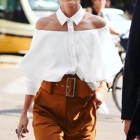 celmia 2021 autumn women off shoulder sexy tops halter shirt fashion white blouse 34 sleeve casual solid office elegant blusas