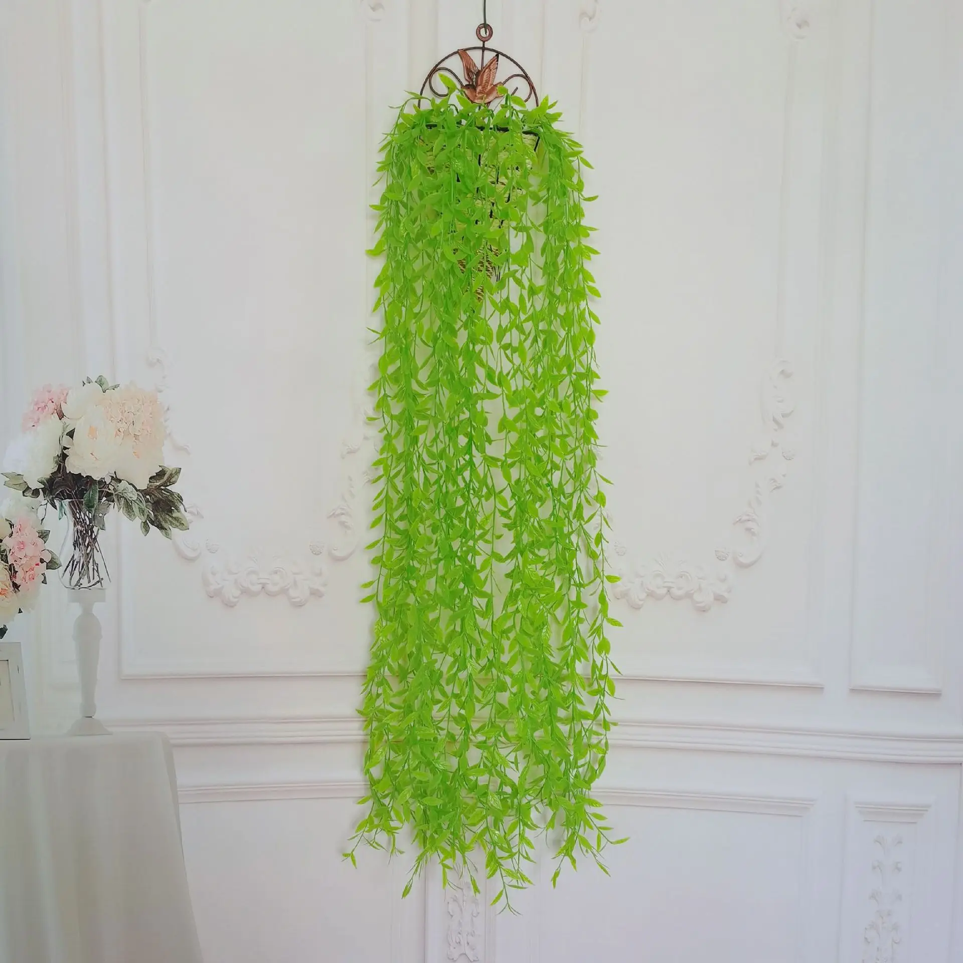 

new simulation plant green weeping willow wall hanging 1 meter rattan aquatic wall decoration willow leaf green plant decoration