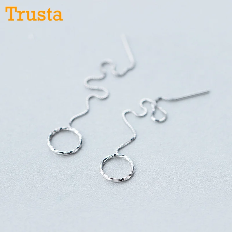 Женские сережки подвески Trusta однотонные круглые серьги из 100% натурального