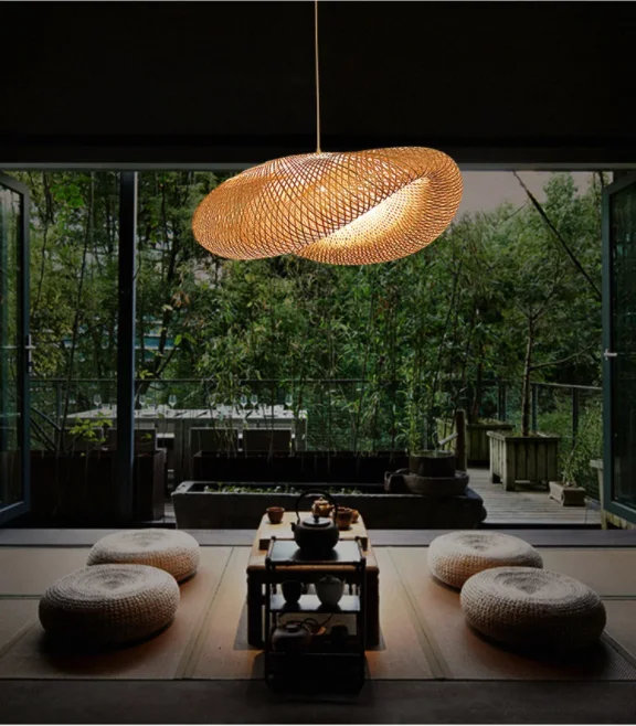 Современная бамбуковая ретро-люстра Ouyangchen, лампа из бамбука, Европейский Азиатский ресторан, гостиница, гостиная, кухонная люстра