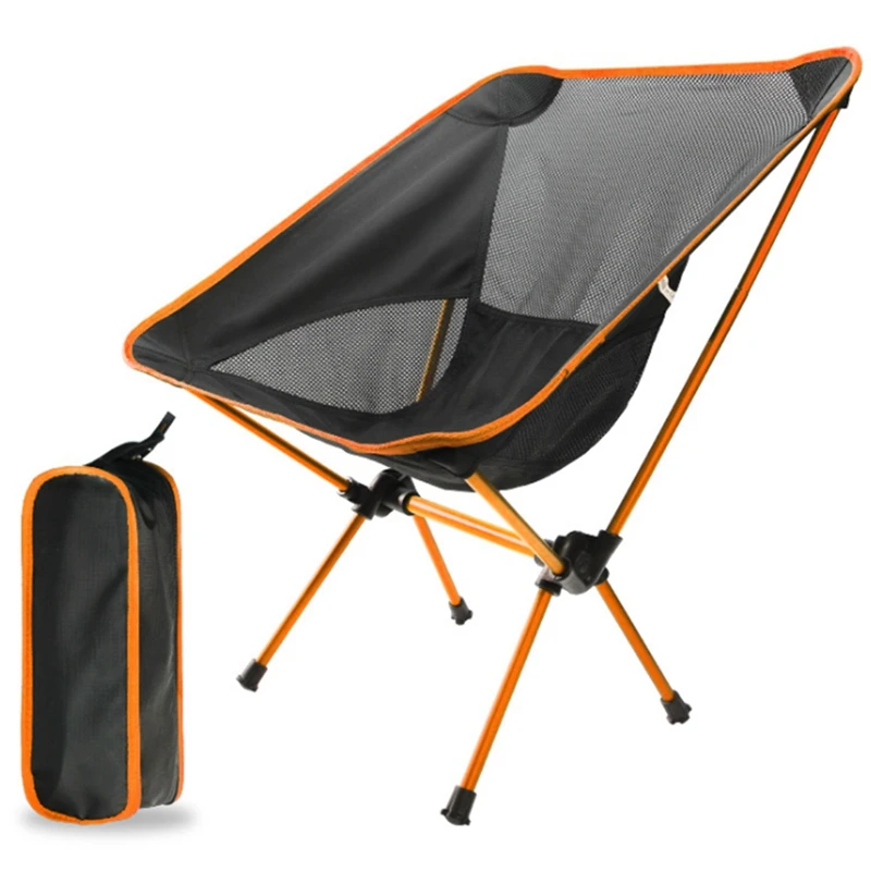 저렴한 2 세트 야외 접이식 의자 초경량 휴대용 낚시 의자 비치 의자 캠핑 의자 문 의자, 오렌지 & 레드