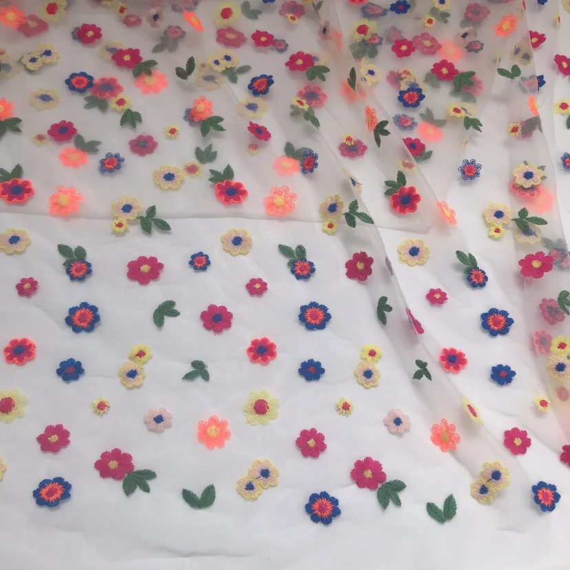 1yard Exquisite 3D Embroidery Lace Fabric Multicolor Patchwork High Quality French Tulle For Wedding Party | Дом и сад