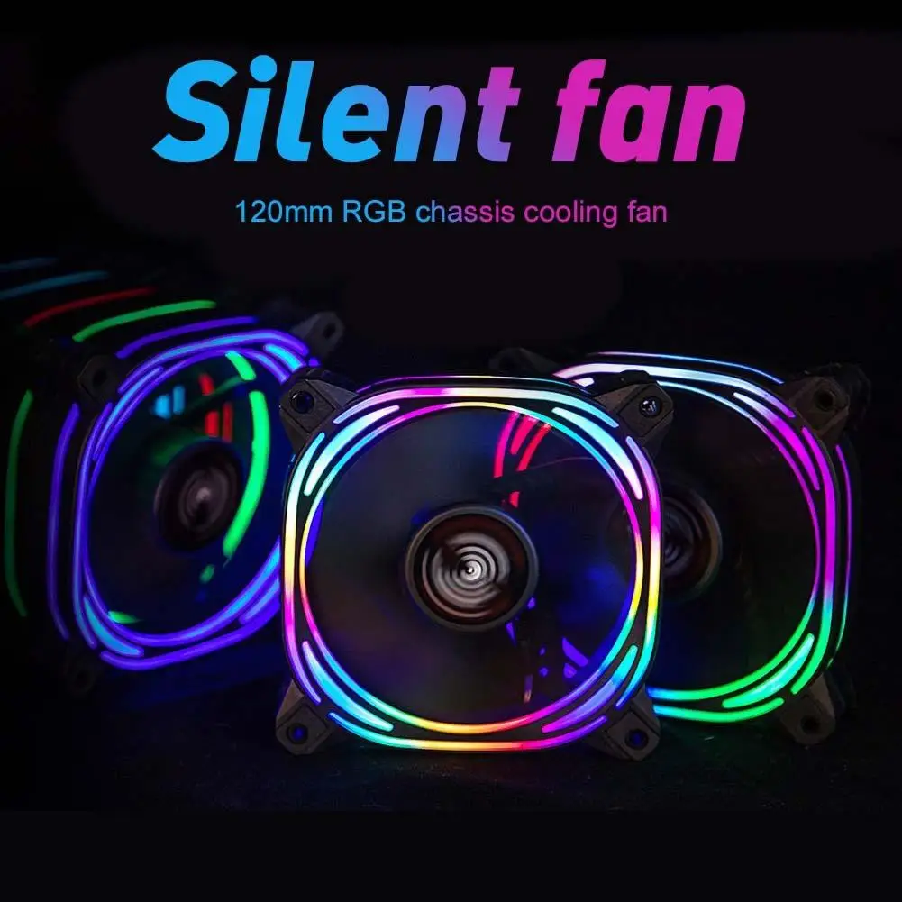 

Mute 6 Pin 7 Blades RGB LED Lights Computer PC Case Cooling Fan Heatsink Cooler