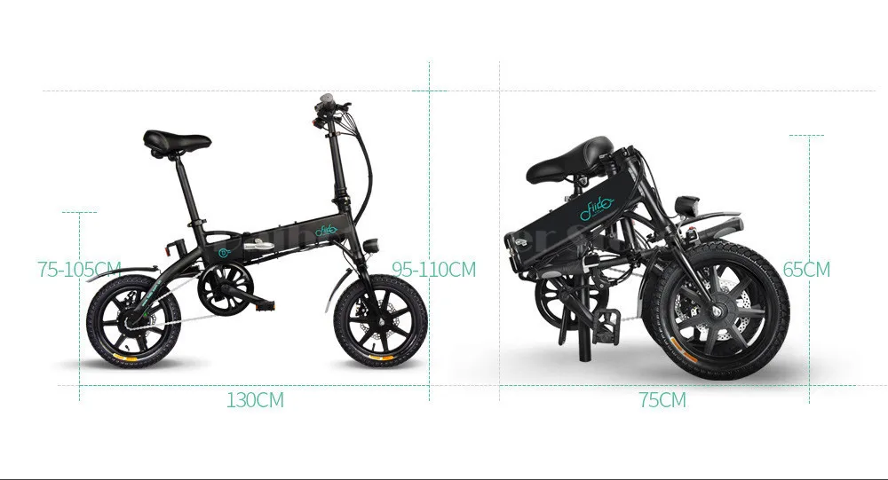 Fiido D1 Folding Electric Bike Two Wheels Electric Bicycle 14 Inch 36V 250W Mini Adults Electric Scooter With Seat