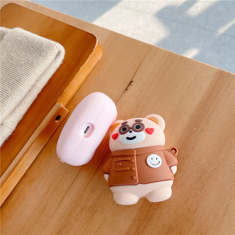 Чехол для Airpods чехол с милыми животными свинья/утка/Лев/тигр 1/2 мягкий силиконовый
