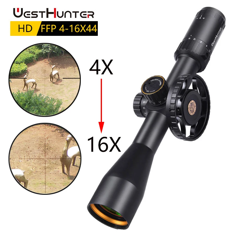 Охотничий прицел WESTHUNTER HD 4 16X44 FFP первый фокусный самолет прицелы с боковым