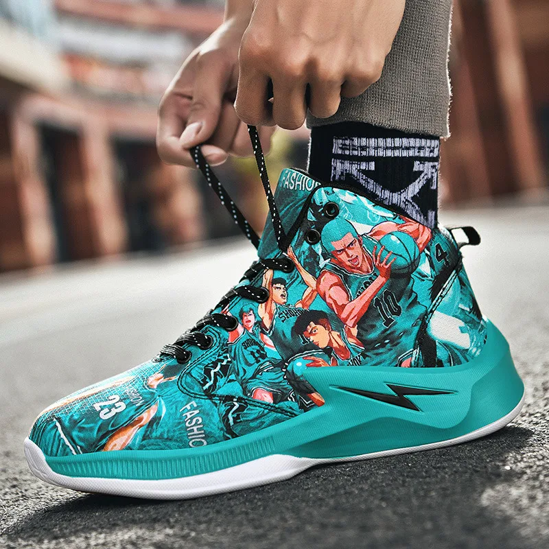 Fashion Cartoon Painting Hip hop Basketball Shoes Men Red Non-slip High top Platform Basketball Sneakers Men bambas hombre 2020