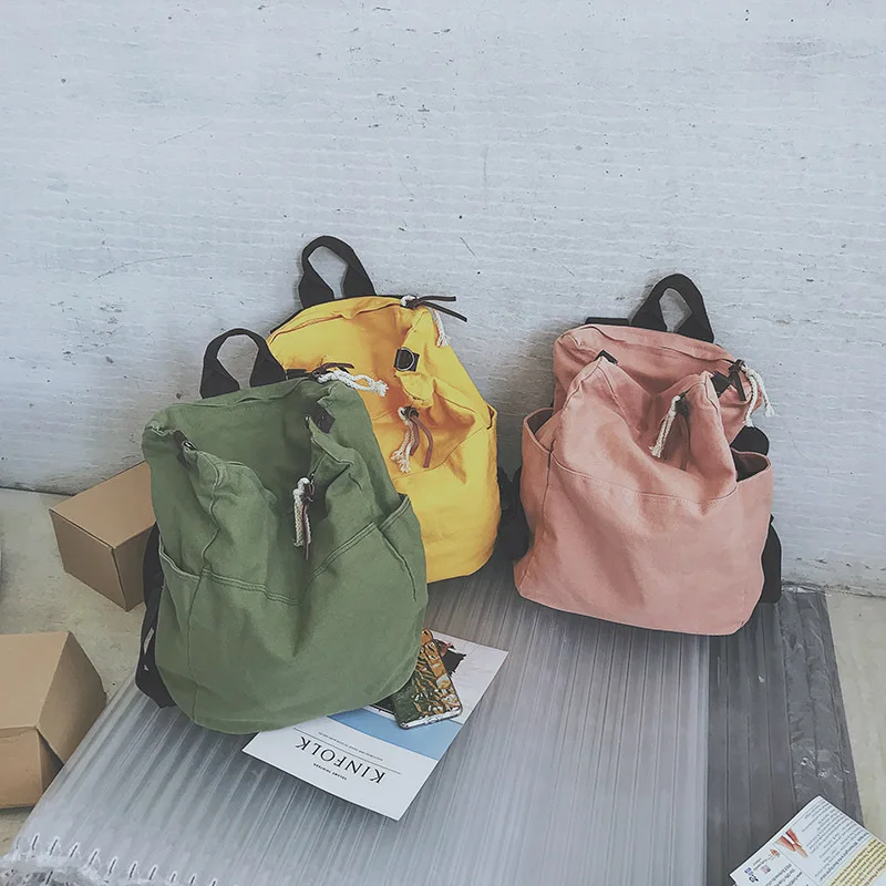 

2020 Solid Color High Capacity Travel Backpack Laptop Canvas Women Backpack Female Schoolbag for Teenages Girls Mochila Mujer