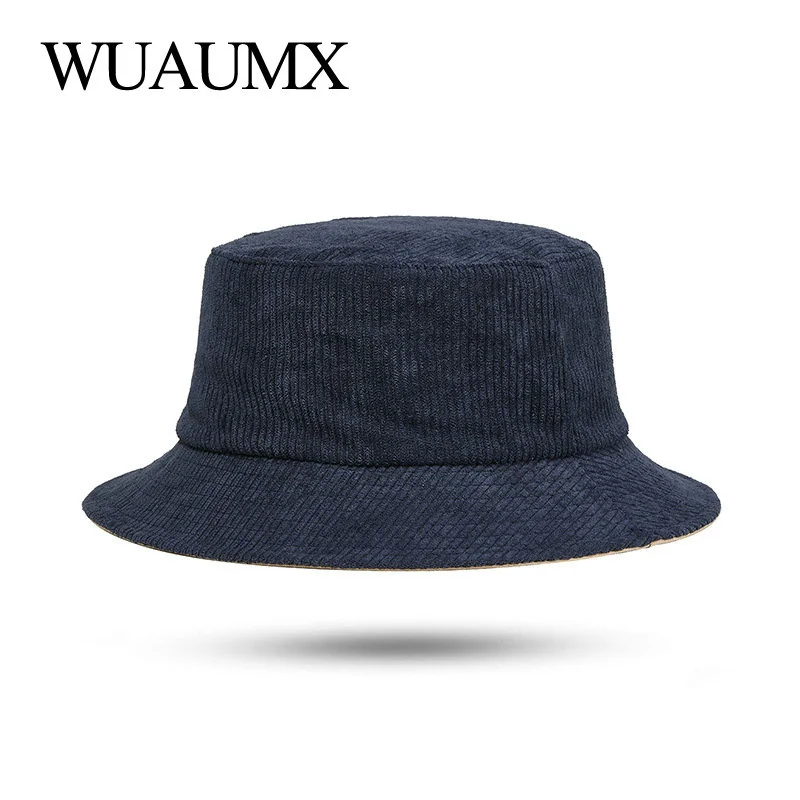 

Simple Fashion Bucket Hats Foldable Solid Panama Cap Women Reversible Fisherman Hat For Men Corduroy Cotton Hip Hop Boonie Hat