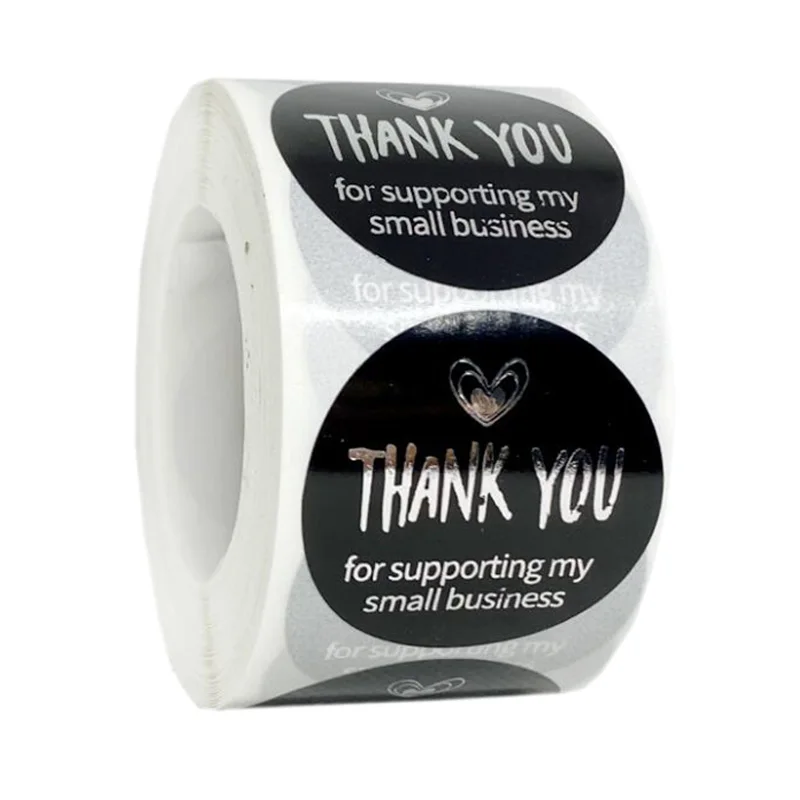 

500pcs/Roll Thank You for My Small Business Stickers Paper Handmade Silver Gold Adhesive Shipping Gifts Decoration Labels 1.5"