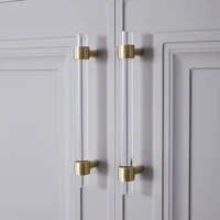 furniture acrylic gold transparent pure copper brass cabinet bar drawer wardrobe light luxury door handle