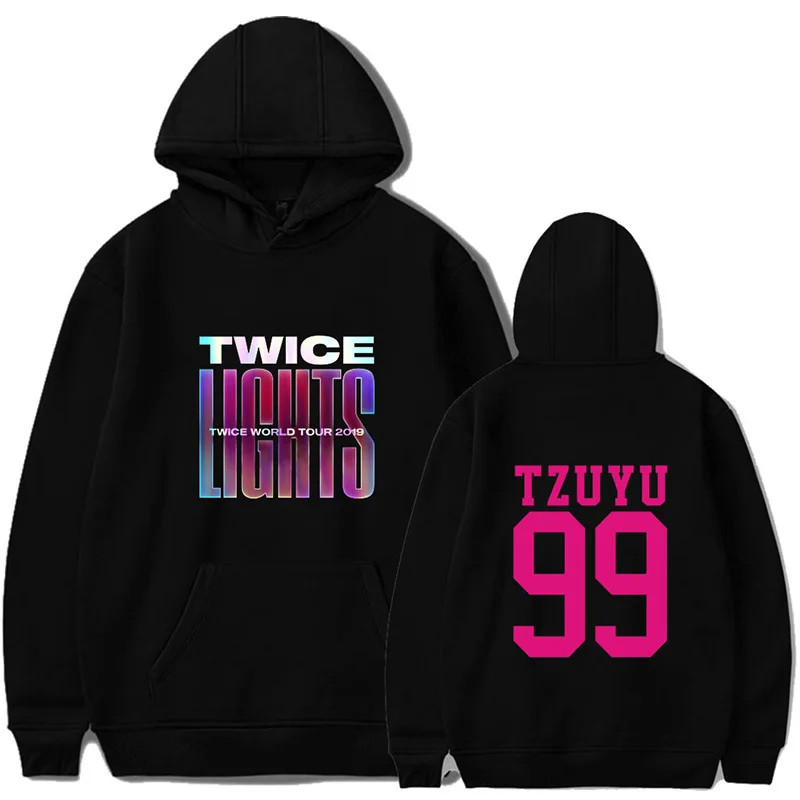 

KPOP TWICE WORLD TOUR 2019 Hoodies Sweatshirt Clothes Women Pink Hoodie Casual Oversized Hoodie Merchandise New Style JungYeon