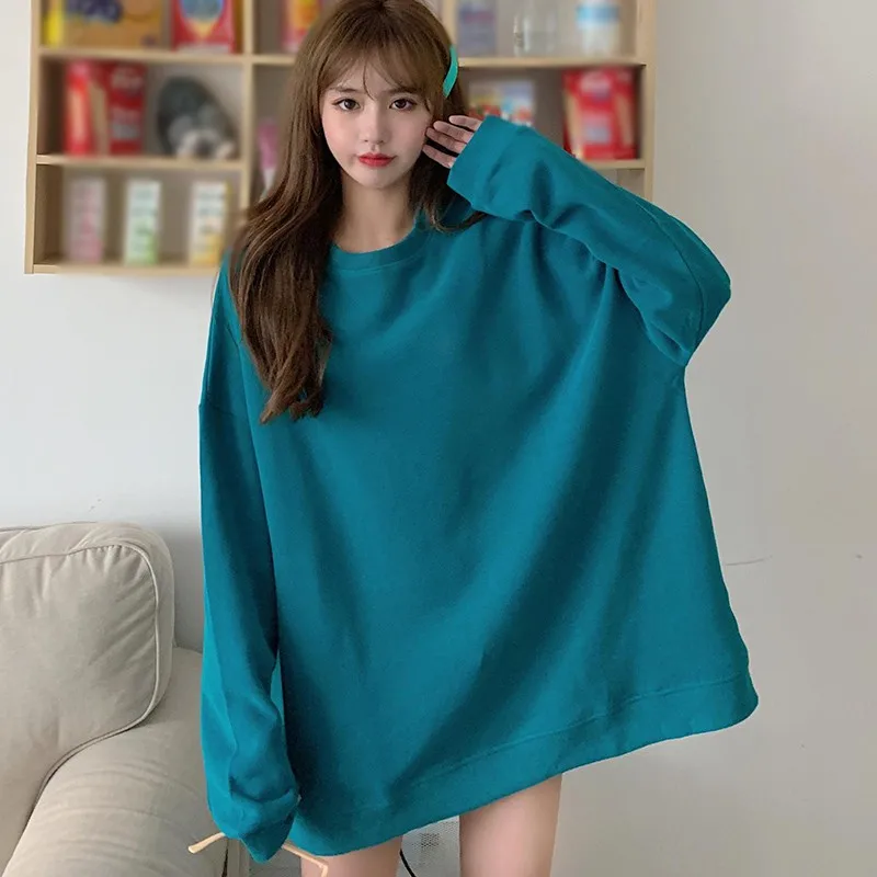 

Fashion Autumn Women's Tops Clothes Female Casual Students Plus Velvet Loose Round Neck Sweater Clothing