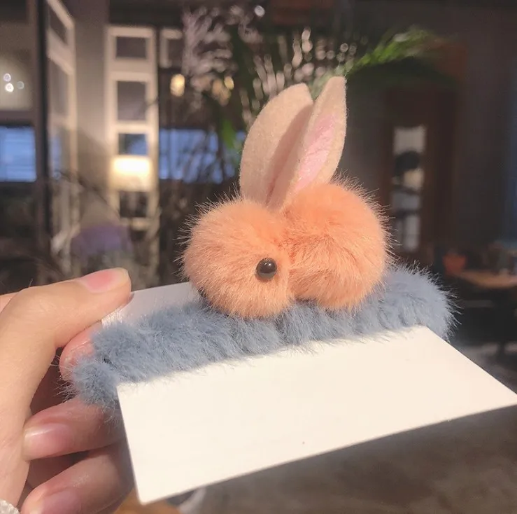 

Plush Rabbit Hair Tie Handmade Rubber Band Girls Hair Accessories Lovely Colorful Animal Elastic Hair Bands for Kids