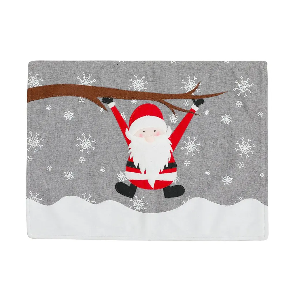

Christmas Decoration Linen Embroidery Santa Claus Table Mat Christmas Hotel Restaurant Home Decoration Table Mat