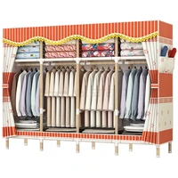 wardrobe rental room with assembled solid wood cabinet hanging wardrobe household bedroom storage cloth wardrobe