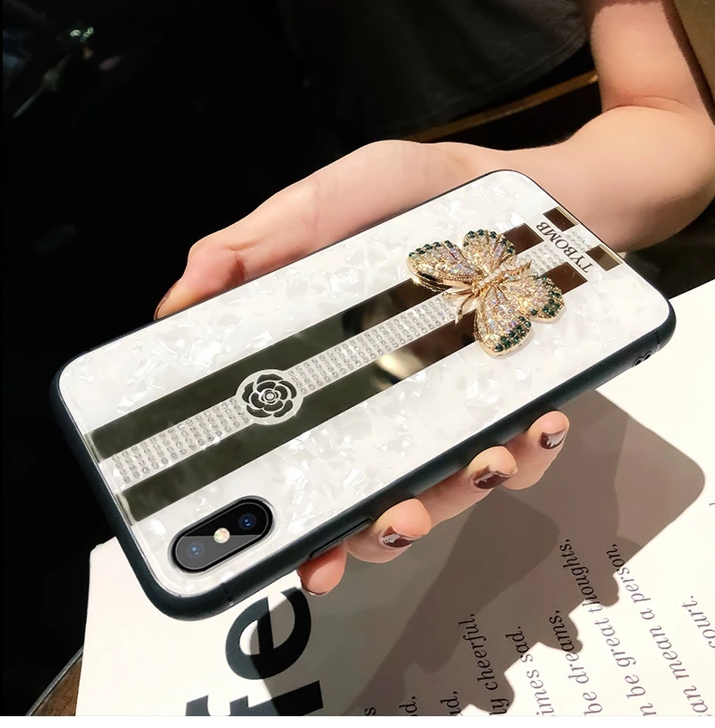 3D Luxury Creative Mirror Fashion Inlaid butterfly Phone Case For iPhone 11 Pro Max X XR XS Cases 7 8 6s Plus cover | Мобильные