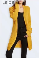 laipelar multicolor knitted long sleeve sweater coat loose long cardigan winter sweater trench coat high quality female autumn