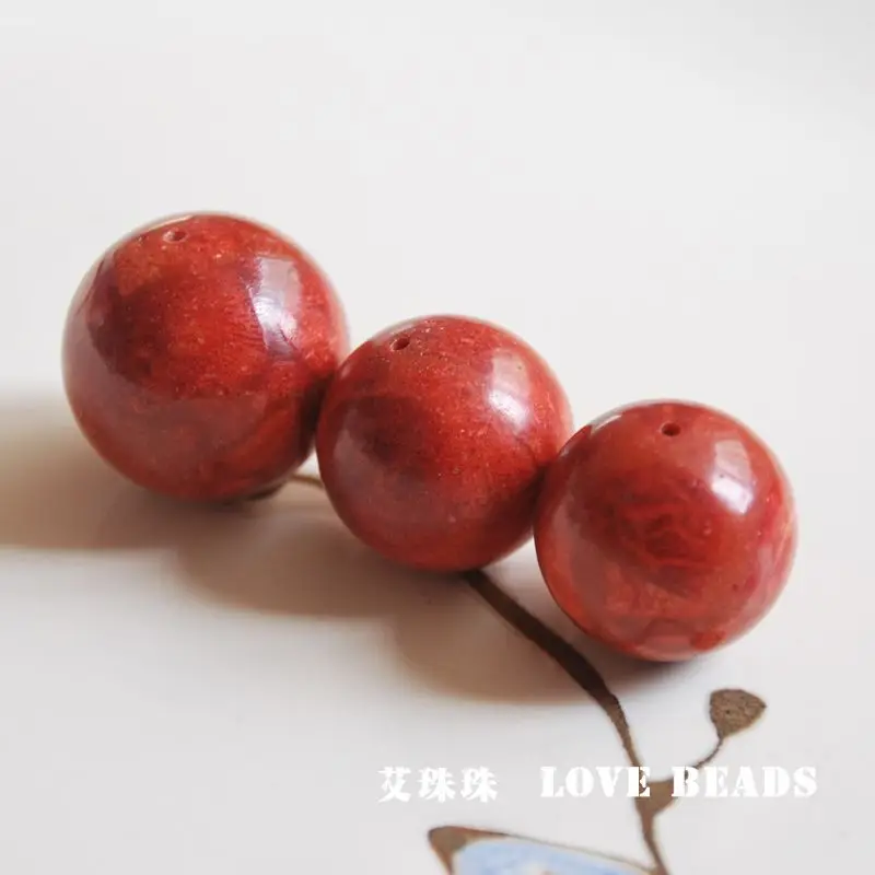 Большие размеры круглые бусины россыпью красный Трава Коралл 5 шт./лот 16 мм