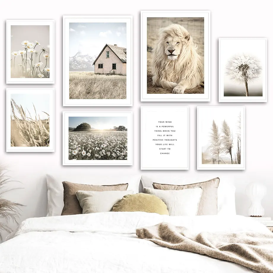 

Reed Dandelion Daisy Lion Nature Landscape Art Canvas Painting Nordic Posters And Prints Wall Pictures For Living Room Decor