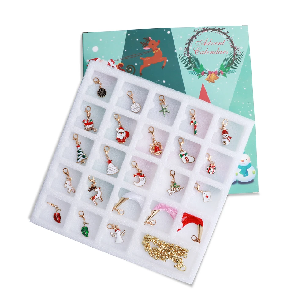Christmas Advent Calendars Box With Bracelet 24 Days Charms Set For Kids (Multicolor) Gifts Countdown Calendar Decor | Дом и сад