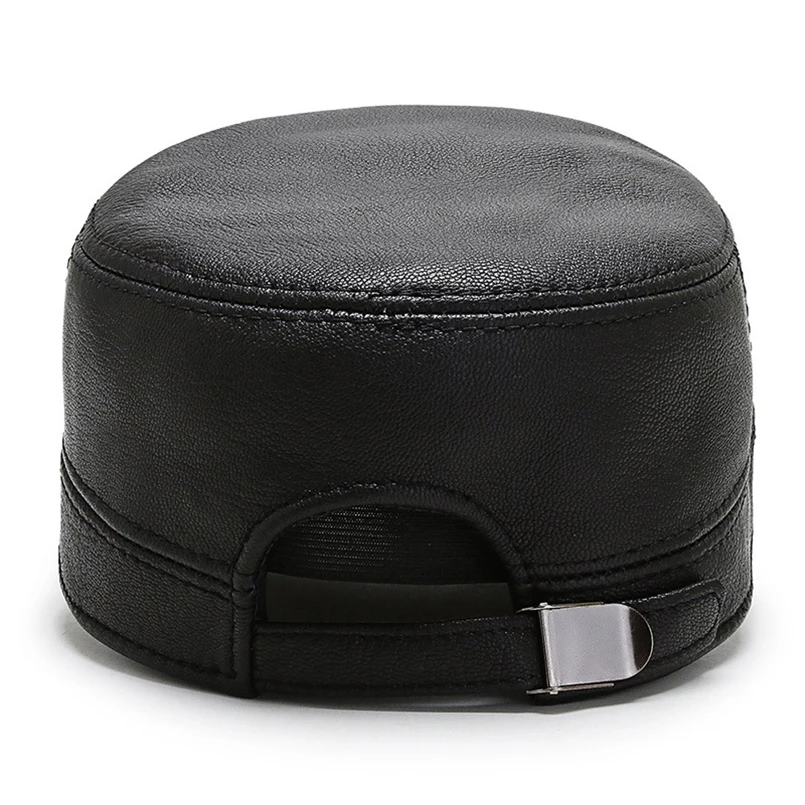 Зимняя шапка из воловьей кожи мужская для папы военная теплая плотная Дедушки