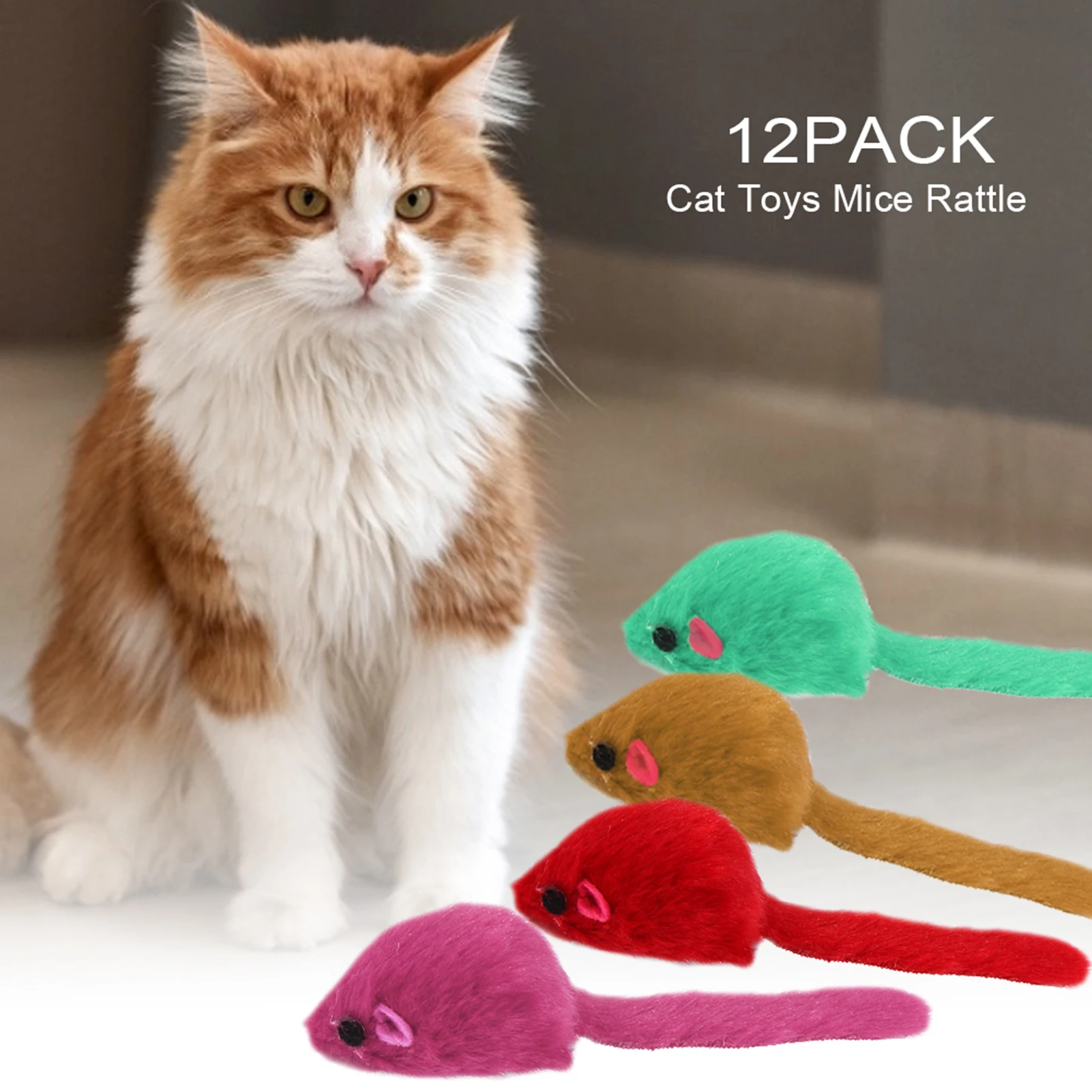 

12PCS Cat Toy Mouse Toys Cats Teaser Kitty Kitten Funny Sound Squeaky Toy For Pets Interactive Game False Mouse Pet Toy Supplies