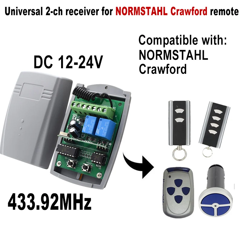

Crawford Receiver 433 mhz garage door remote control receiver EA433 2KS EA433 4KS remote control switch 2 channel 12-24V