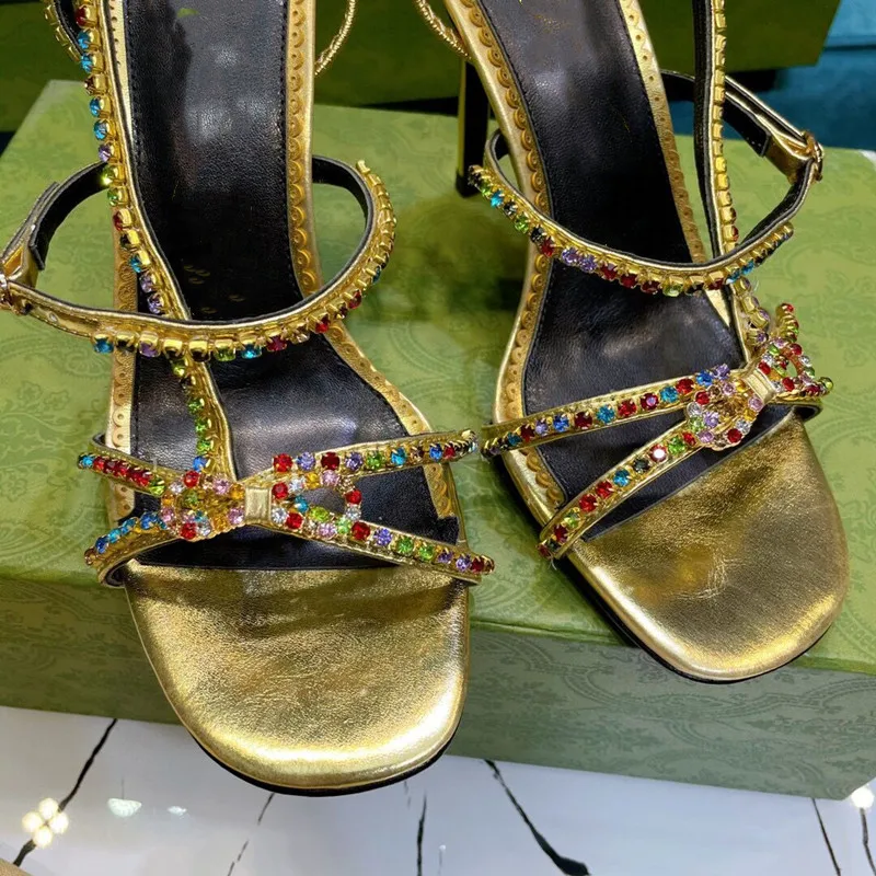 

2021 early spring net red girl square diamond sandals French new high heel shoes fairy style thin heel banquet shoes