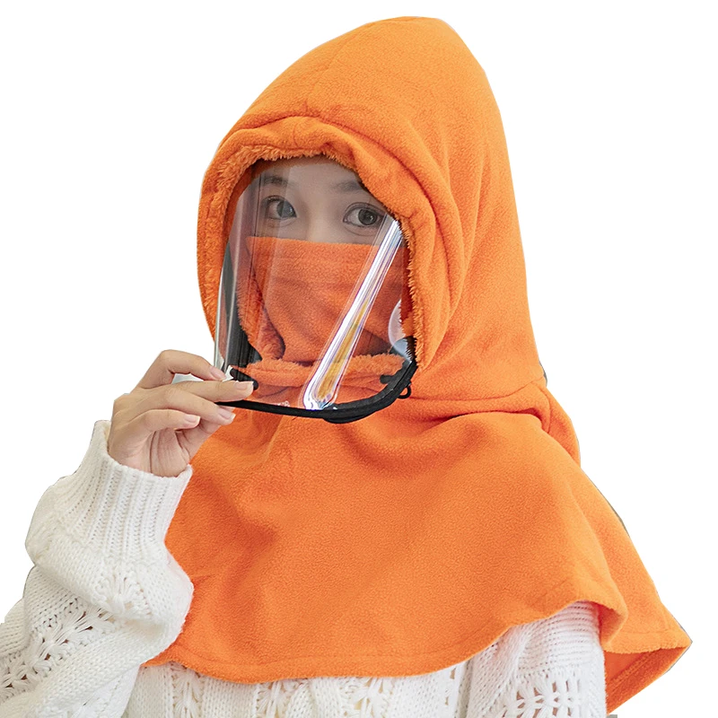 

Women's Windproof Hat Hood Warm Hat for Autumn and Winter Balaclava Fleece Hood Outdoor Scarf with Detachable Face Shield