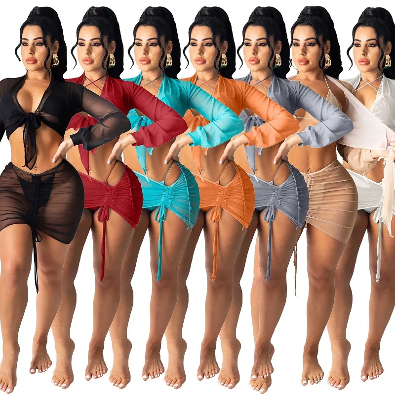 

Новая сетчатая прозрачная Пляжная накидка карамельных цветов, пикантная женская одежда 2CP/комплект, бикини, купальники, накидки, летняя Праздничная пляжная одежда