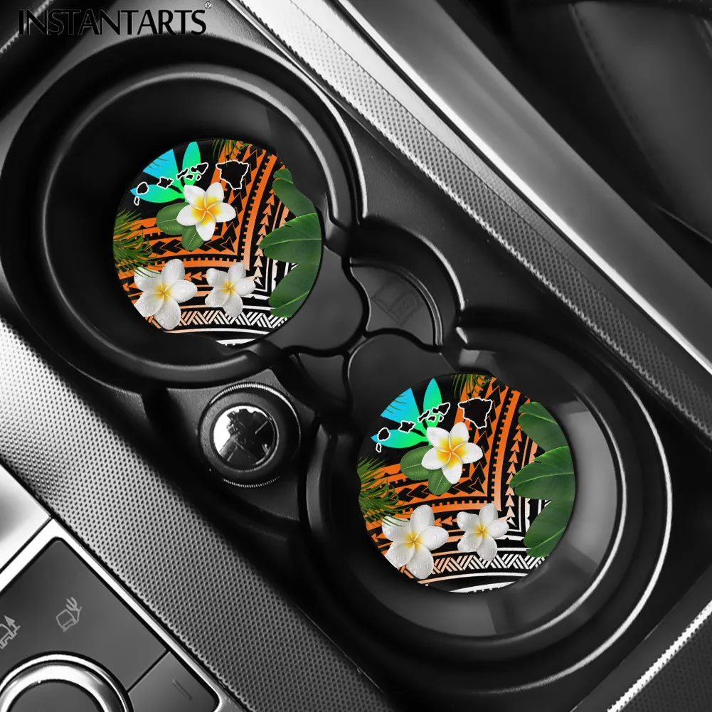 

Коврики для подставки под стаканы INSTANTART, аксессуары, Kanaka Maoli Plumeria для большинства транспортных средств, коврик для напитков, подставки, прот...
