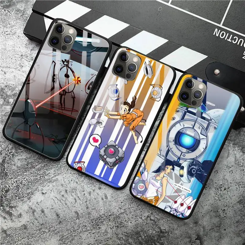 

American game Portal 2 Phone Cases Tempered Glass For iPhone 12 Pro Max Mini 11 Pro XR XS MAX 8 X 7 6S 6 Plus SE 2020 case